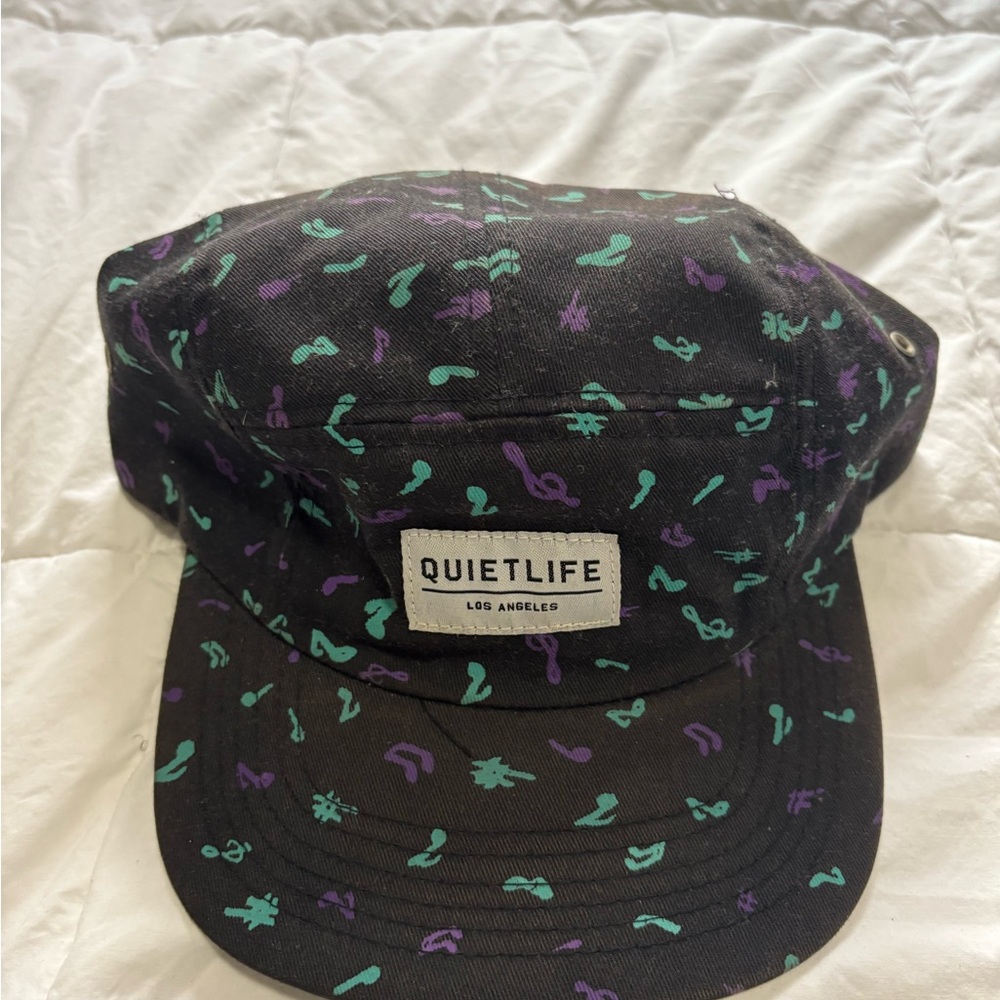 Black Hat with Purple and Green Accents